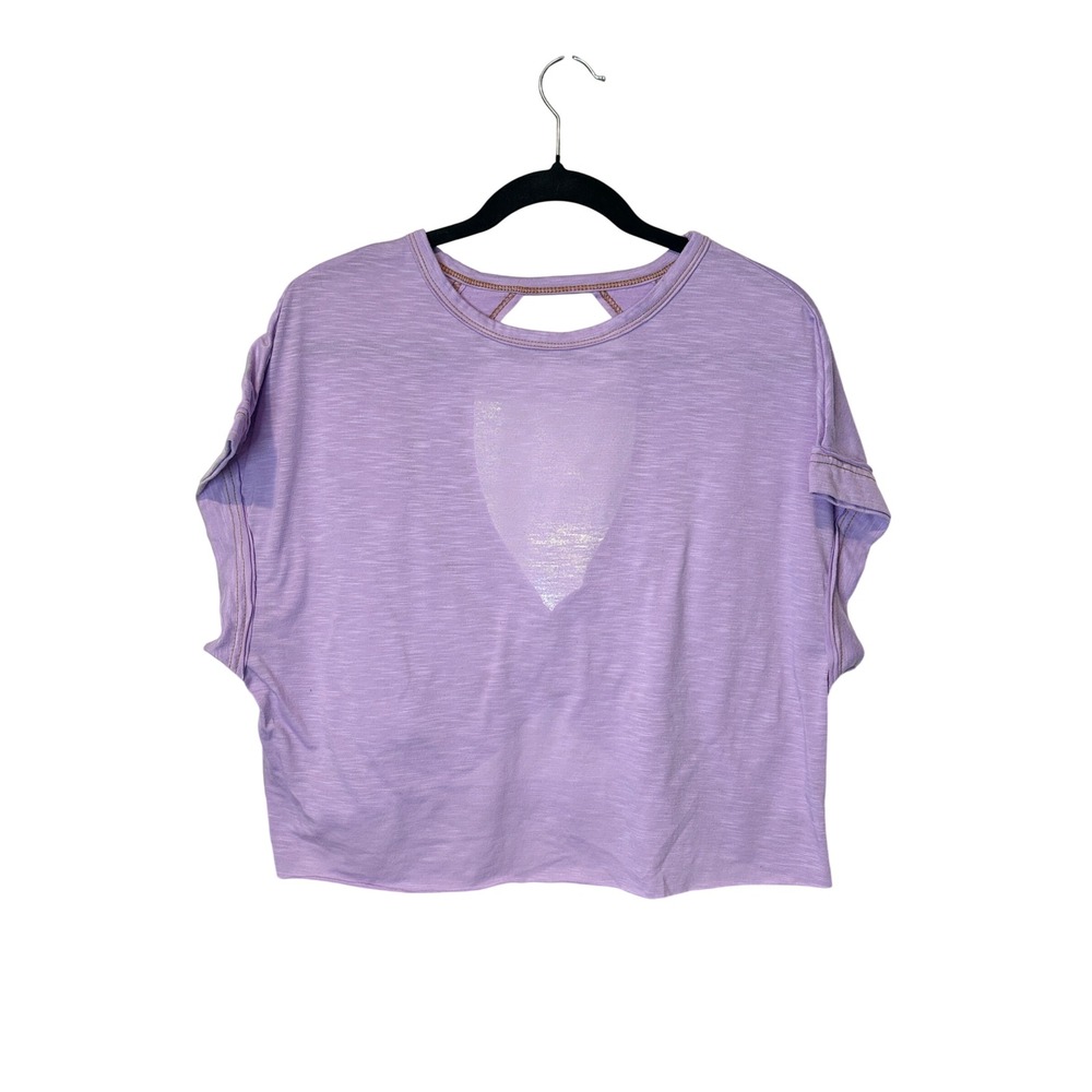 Lavender Slub Knit Crossover Cutout Back Crop Top Purple